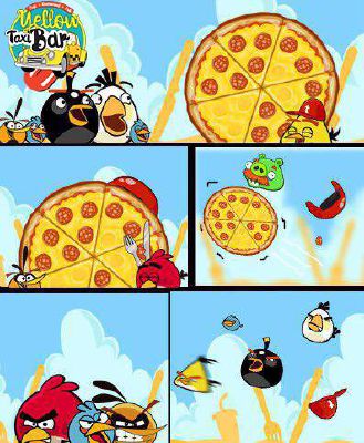 изображение НОВИНКА! AngryBirds вже куштують піццу handmade y YELLOW_TAXI_BAR!