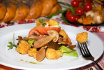 Салат картопляний з маринованими  грибами та малосольним оселедцем - за 260грам - 59 грн